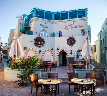 Turtle's Inn Hotel, Chez Chantal & At Sokrat's El Gouna Restaurants & Orca Diveclub view from Abu Tig marina side Daytime