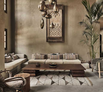 The interior of lobby at Cook's Club Hotel in El Gouna in a boho style