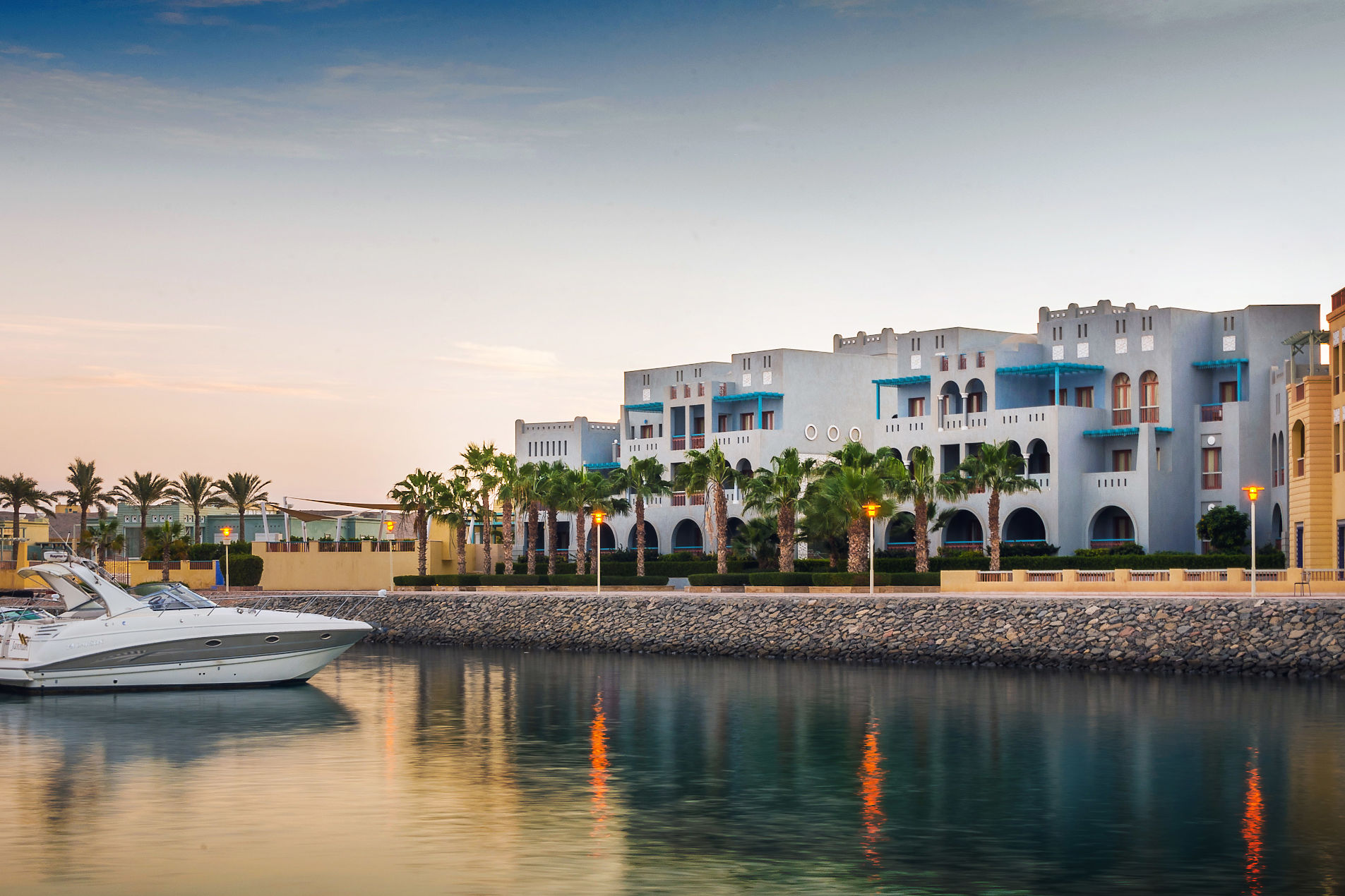Fanadir Hotel Exterior View from the Abu Tig Marina Side where yachts are orderly parked