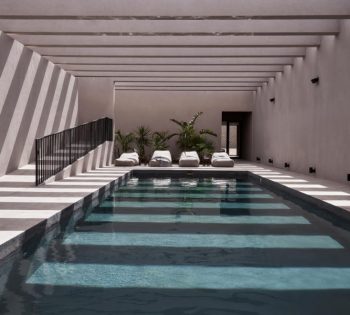 interior spa pool wiht long chairs at casa cook el gouna hotel in egypt