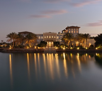 overview of la maison bleue hotel el gouna during the sunset infront of the lagoon
