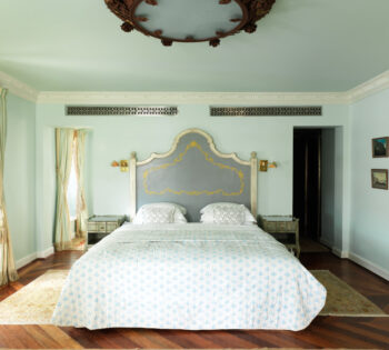 king size bed in premium suite at la maison bleue el gouna
