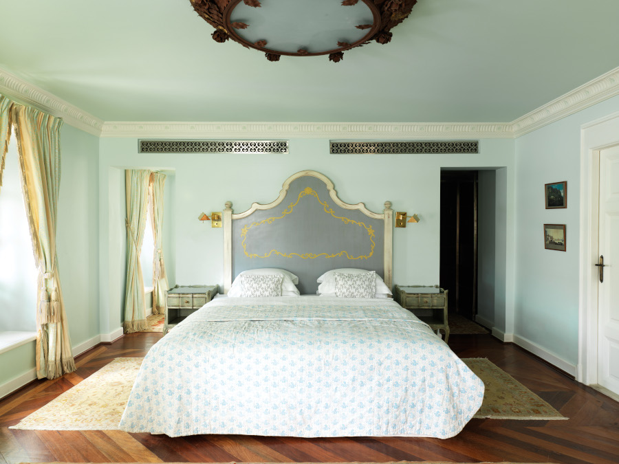 king size bed in premium suite at la maison bleue el gouna