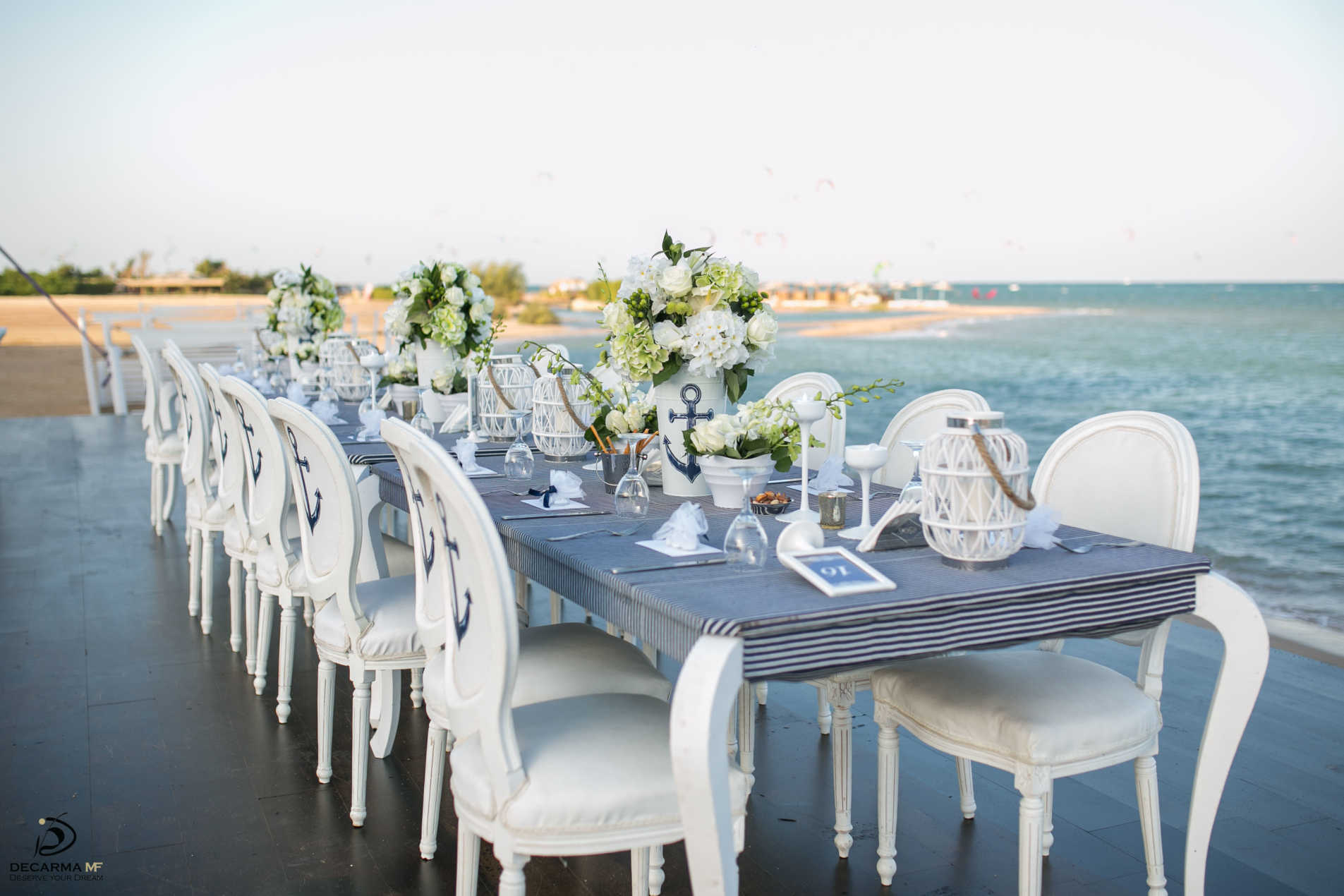 a seating table for a beach wedding in el gouna