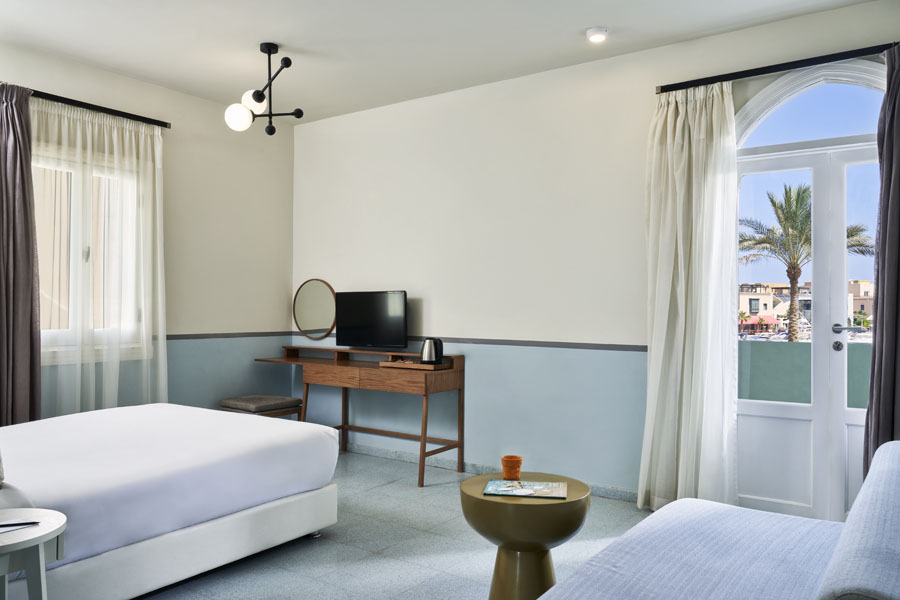 Turtl'es Inn Hotel El Gouna Red Sea Egypt holidays retreat, Marina View Room with king size bed & sofa, Abu Tig Marina Hotels
