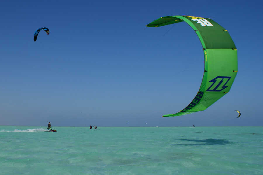 A man is kiteboarding in Labranda Club Paradisio El Gouna Hotel Red Sea