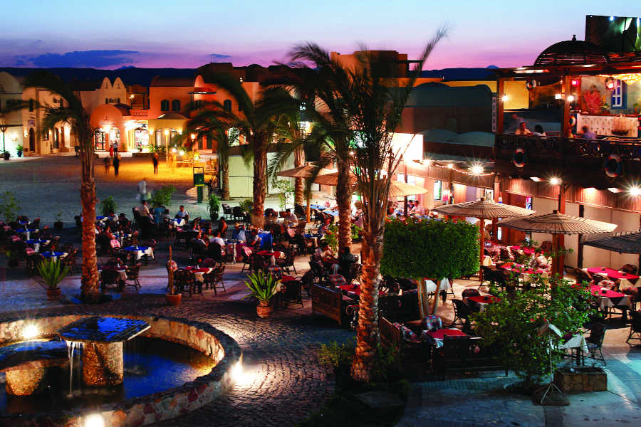 El Gouna Downtown overview with cafes and restaurants
