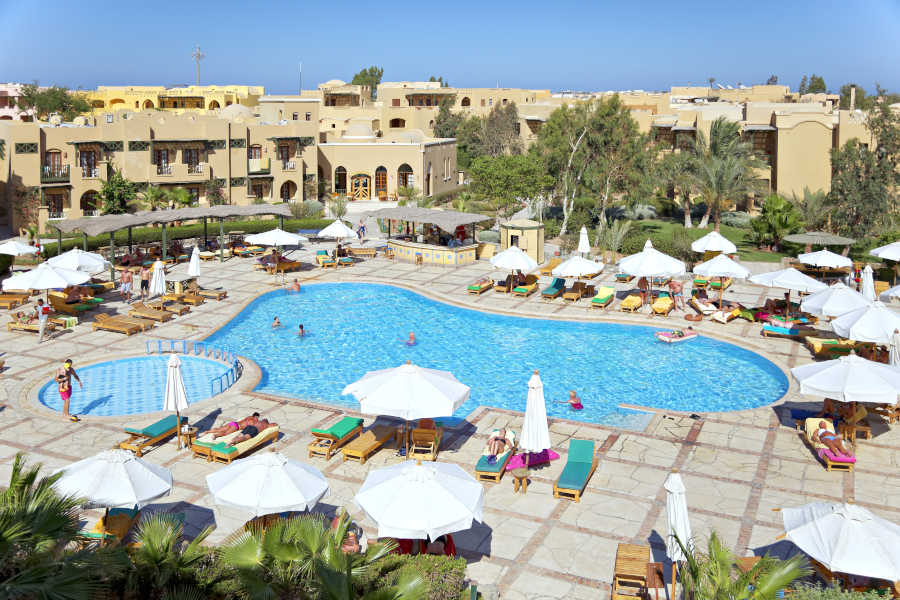 The adults pool and kids pool in Rihana Inn and Rihana Resort in El Gouna Red Sea
