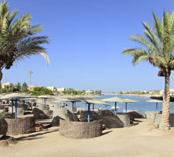 The lagoon beach of The Three Corners Rihana Resort and Rihana Inn Hotels in El Gouna Red Sea