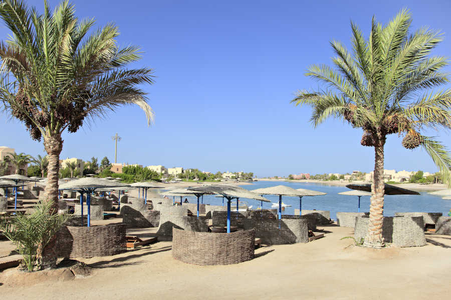 The lagoon beach of The Three Corners Rihana Resort and Rihana Inn Hotels in El Gouna Red Sea
