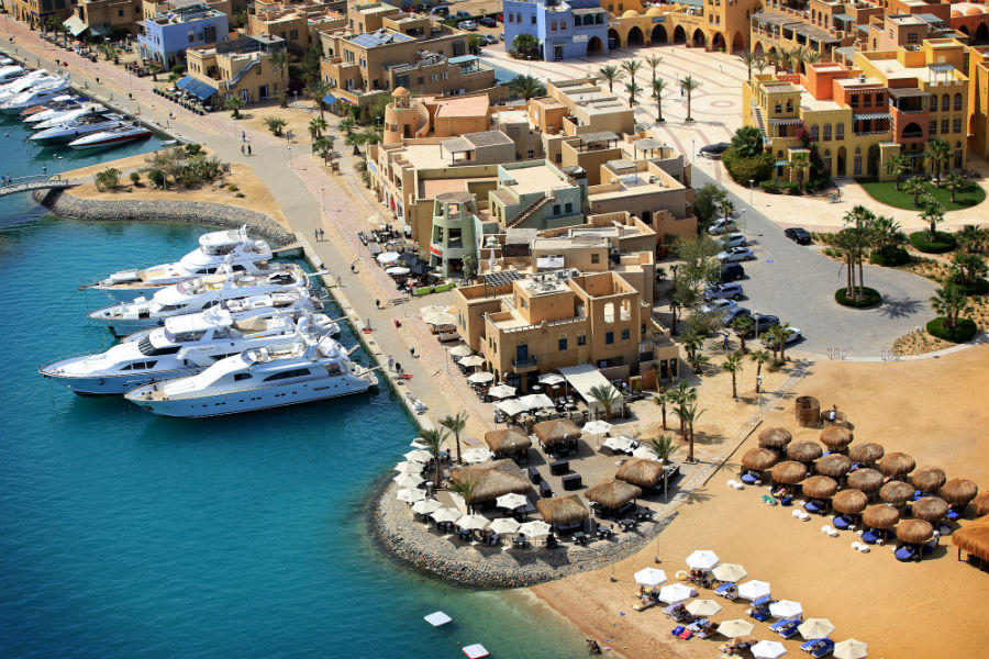 aerial view of moods beach restaurant and bar in abu tig marina el gouna