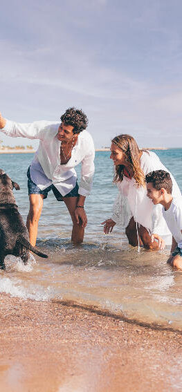 family playing on the el gouna red sea beach