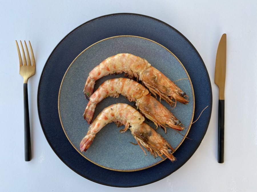 three shrimps on a plate