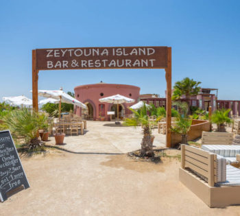 zeytouna beach restaurant and bar entrance at daylight