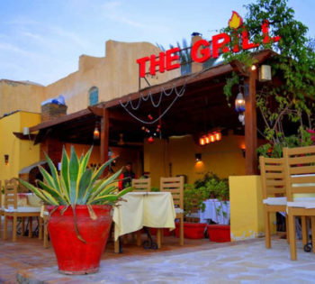 front view of the grill restaurant in el downtown el gouna