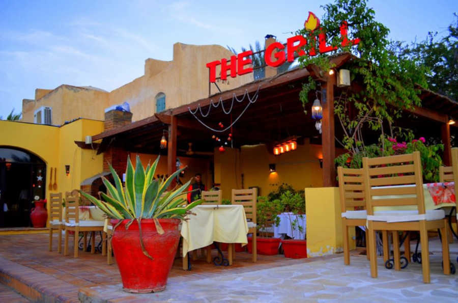 front view of the grill restaurant in el downtown el gouna