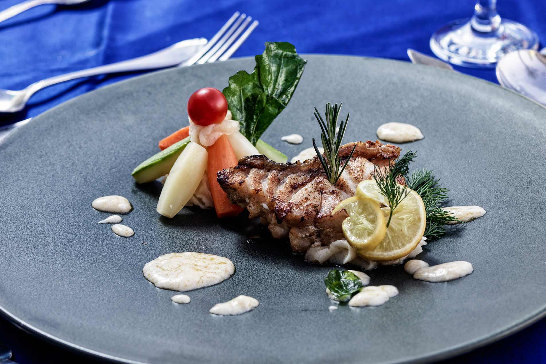 grilled calamari on plate at Red Sea resort of El Gouna