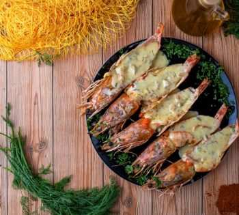 seafood platter with shrimps from red sea