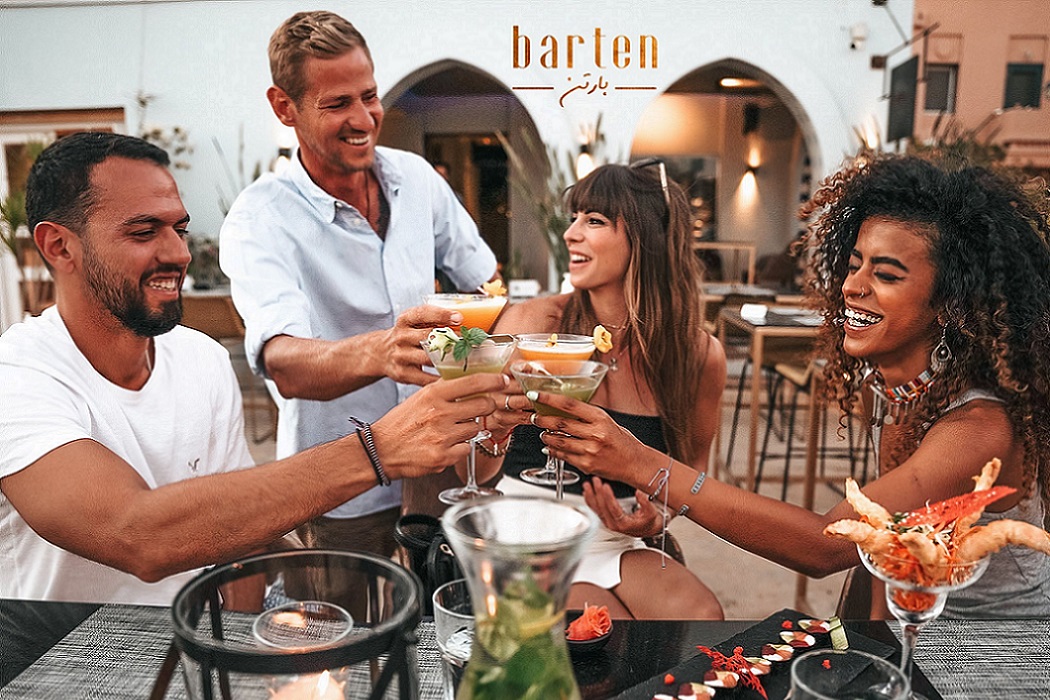 group of friends drinking bar cheers barten