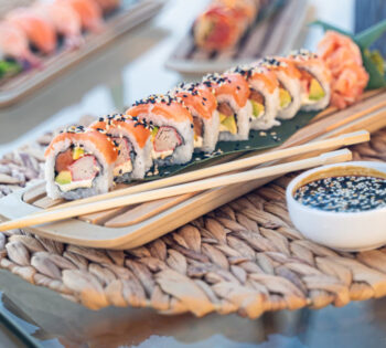 sushi on a plate at smokery el gouna