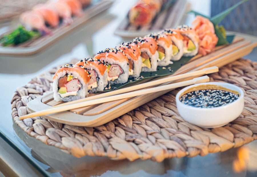 sushi on a plate at smokery el gouna