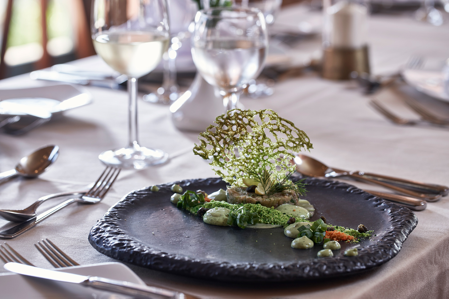 Decorated Fancy Plate in a restaurant table