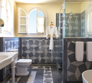 bathroom inside tower suite in la maison blue hotel el gouna