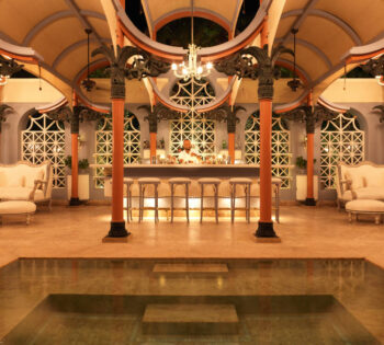 pool bar area inside la maison bleue luxury hotel el gouna during the night