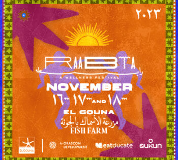 New Raabta festival banner, which shows the event venue and dates. (16-18th November at El Gouna Fish Farm)
