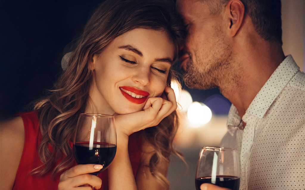 couple enjoying intimate dinner together